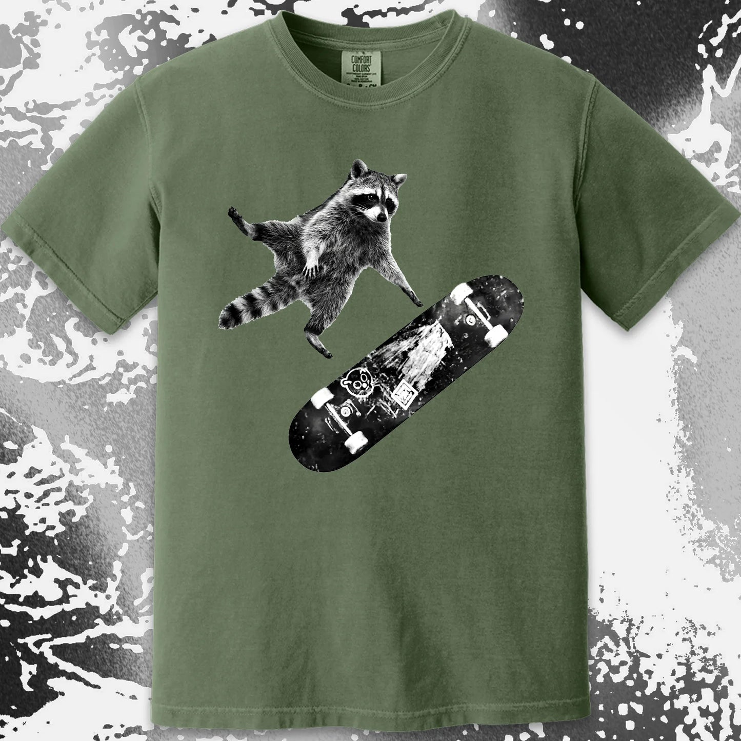 Skateboarding Raccoon Shirt – Mid Air Chaos Tee, funny meme tee gift (view 6)