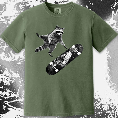 Skateboarding Raccoon Shirt – Mid Air Chaos Tee, funny meme tee gift (view 6)