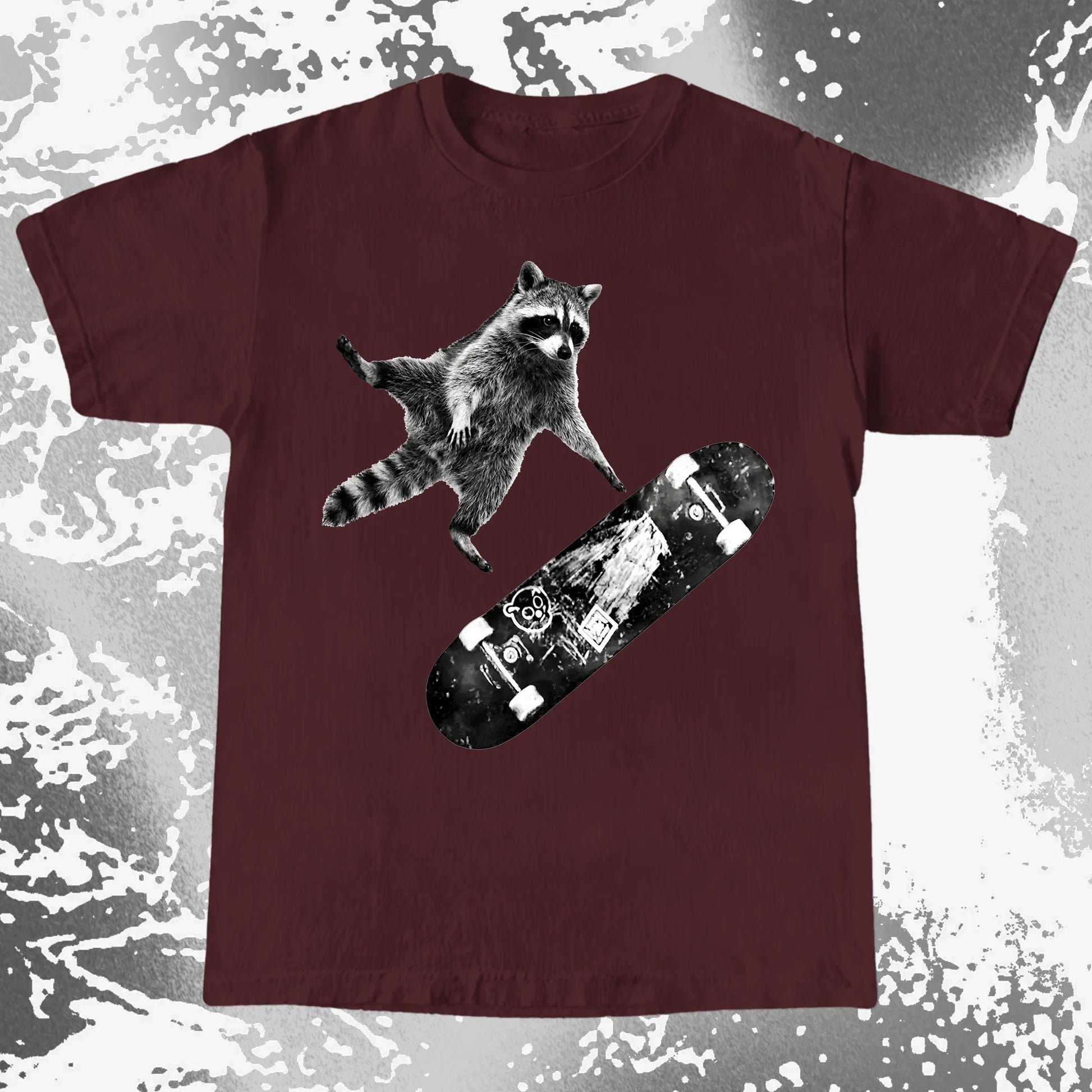 Skateboarding Raccoon Shirt – Mid Air Chaos Tee, funny meme tee gift (view 4)