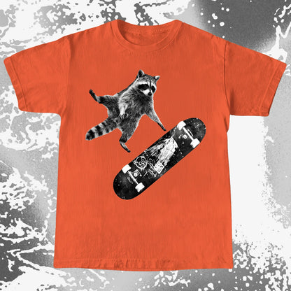 Skateboarding Raccoon Shirt – Mid Air Chaos Tee, funny meme tee gift (view 7)