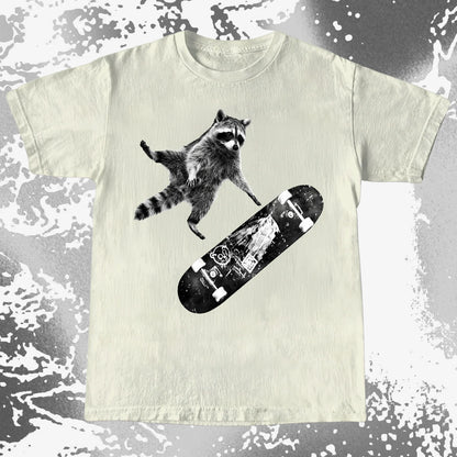 Skateboarding Raccoon Shirt – Mid Air Chaos Tee, funny meme tee gift (view 9)