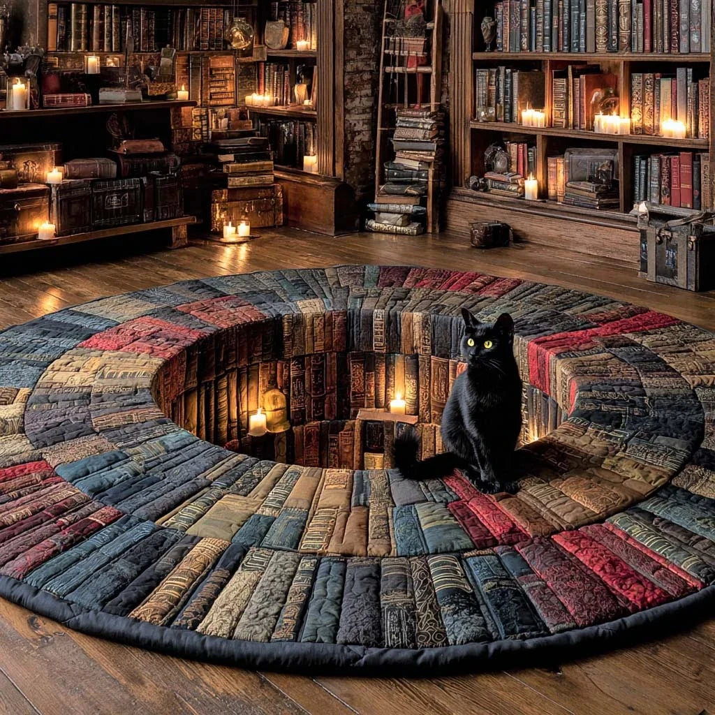 Furry Reads Quilted Round Mat