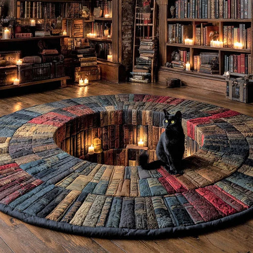 Furry Reads Quilted Round Mat