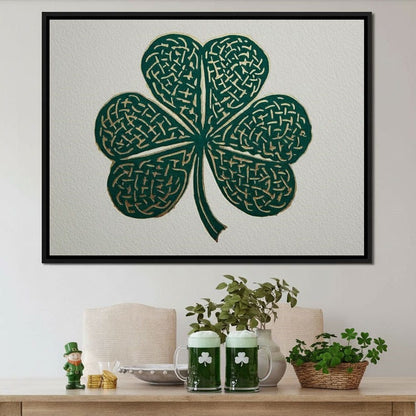 Clover Gold Leaf Charm Canvas Wall Art