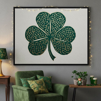 Clover Gold Leaf Charm Canvas Wall Art