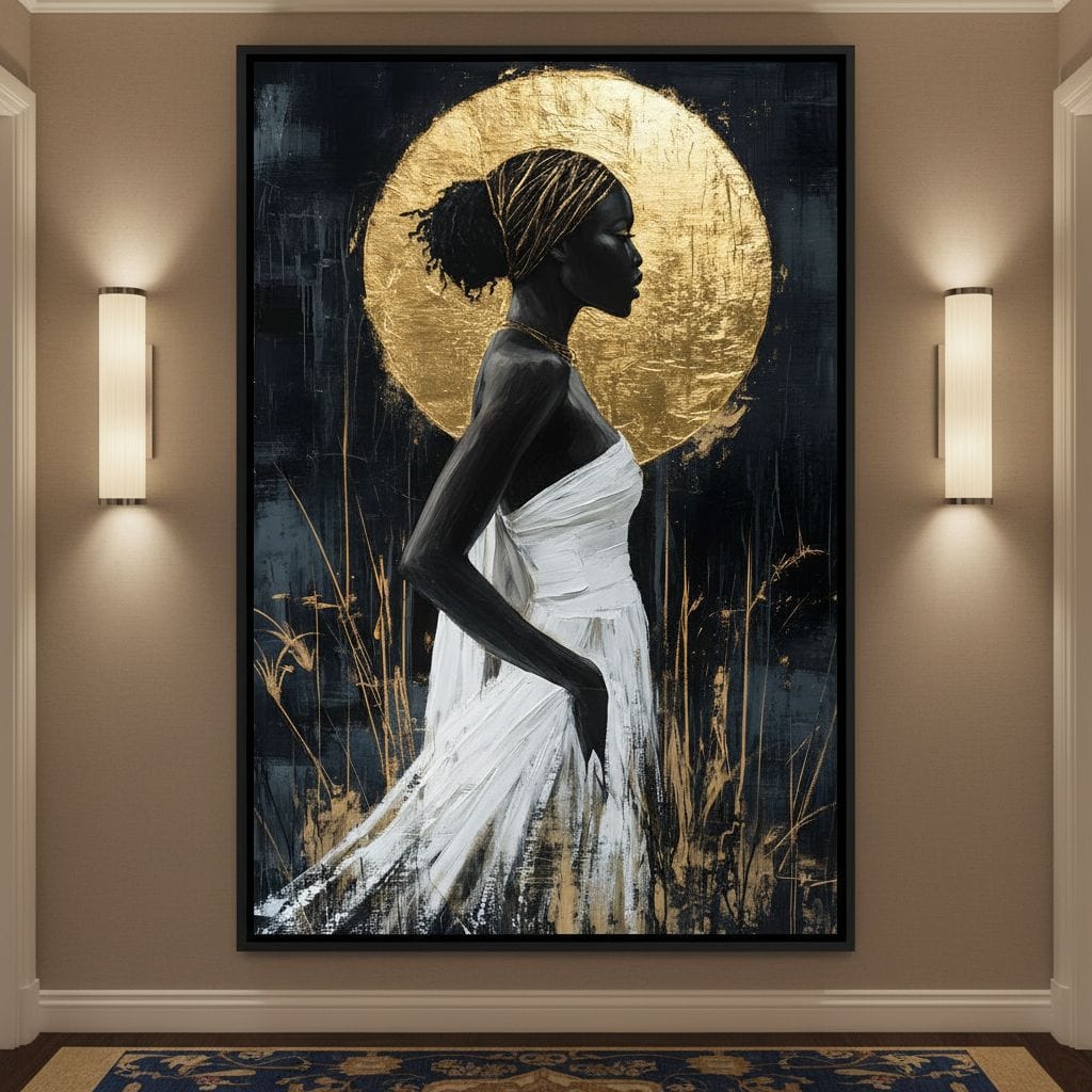 Golden Halo Grace Silhouette Canvas Wall Art