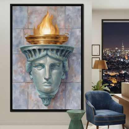 Liberty Torch Flame Portrait Canvas Wall Art