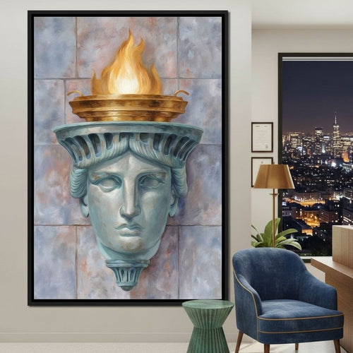 Liberty Torch Flame Portrait Canvas Wall Art