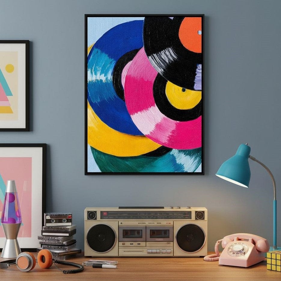 Color Spin Retro Vinyl Rhythm Canvas Wall Art