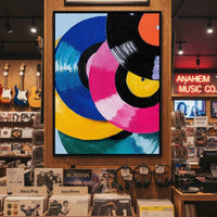 Color Spin Retro Vinyl Rhythm Canvas Wall Art