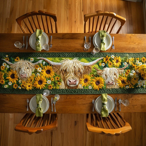 Gaelic Highland Cow Quilted Table Runner