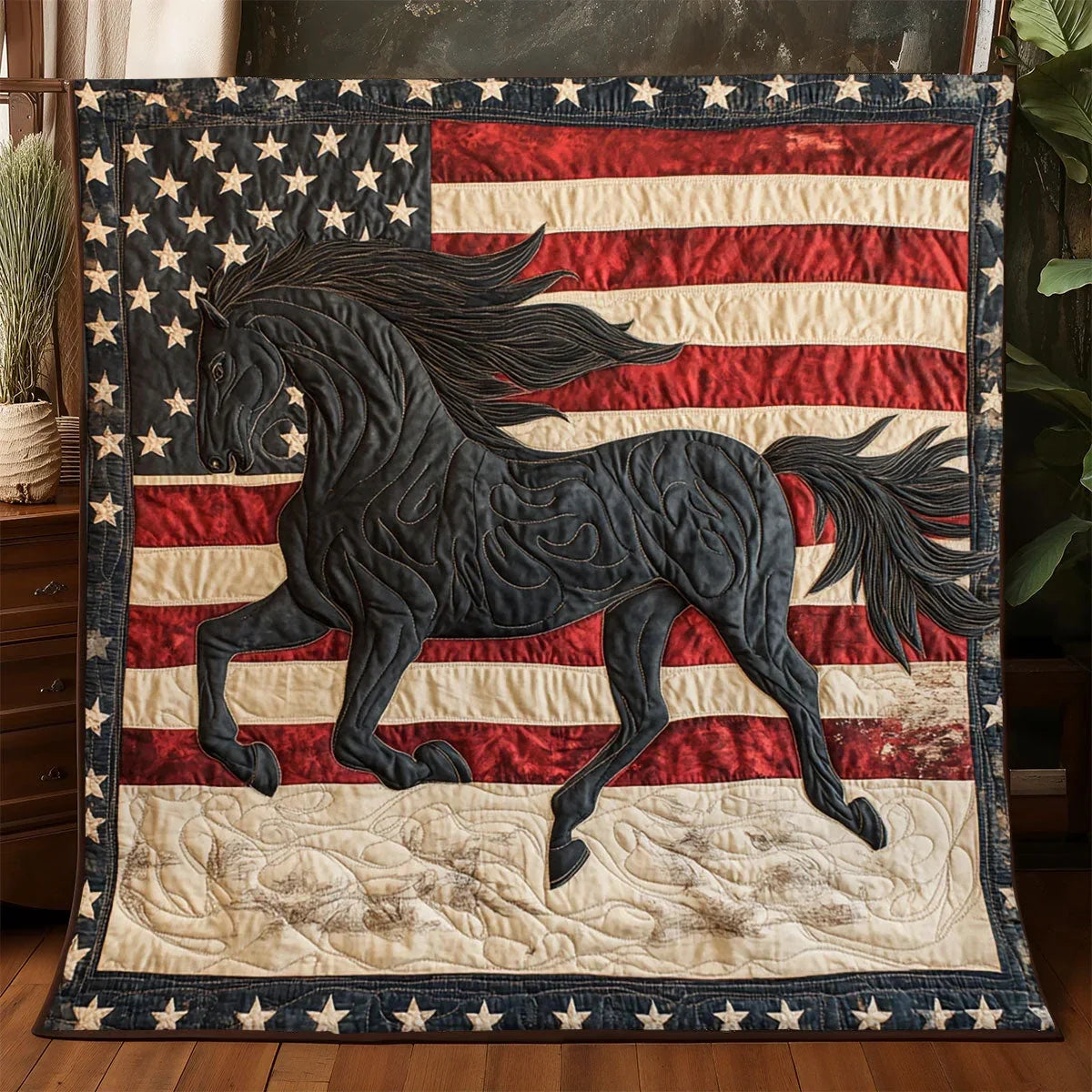 Gallop Of Freedom Quilt Blanket