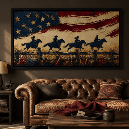 Galloping Past Frontier Lines Canvas Wall Art