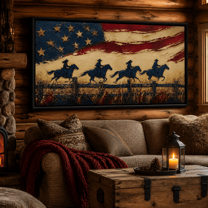 Galloping Past Frontier Lines Canvas Wall Art