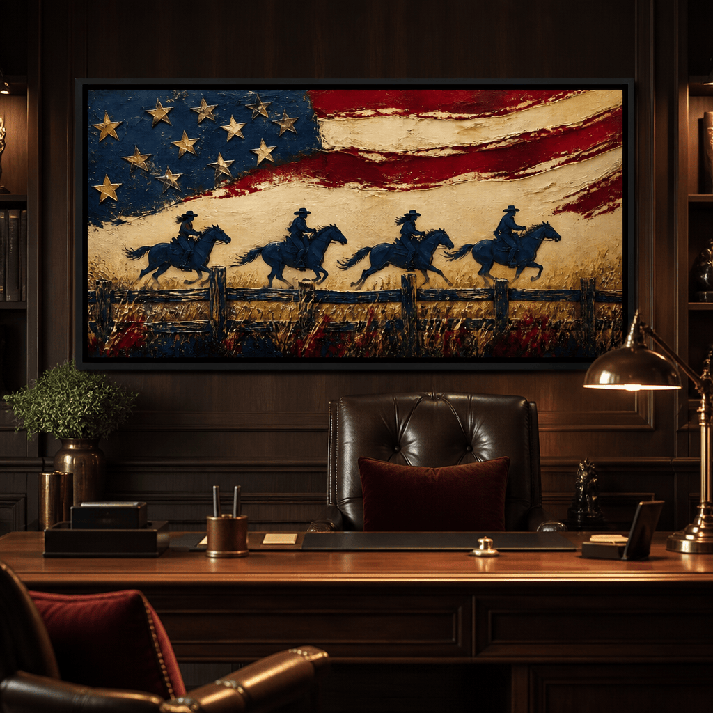 Galloping Past Frontier Lines Canvas Wall Art