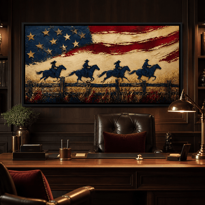Galloping Past Frontier Lines Canvas Wall Art