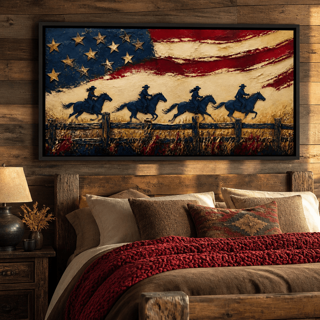 Galloping Past Frontier Lines Canvas Wall Art