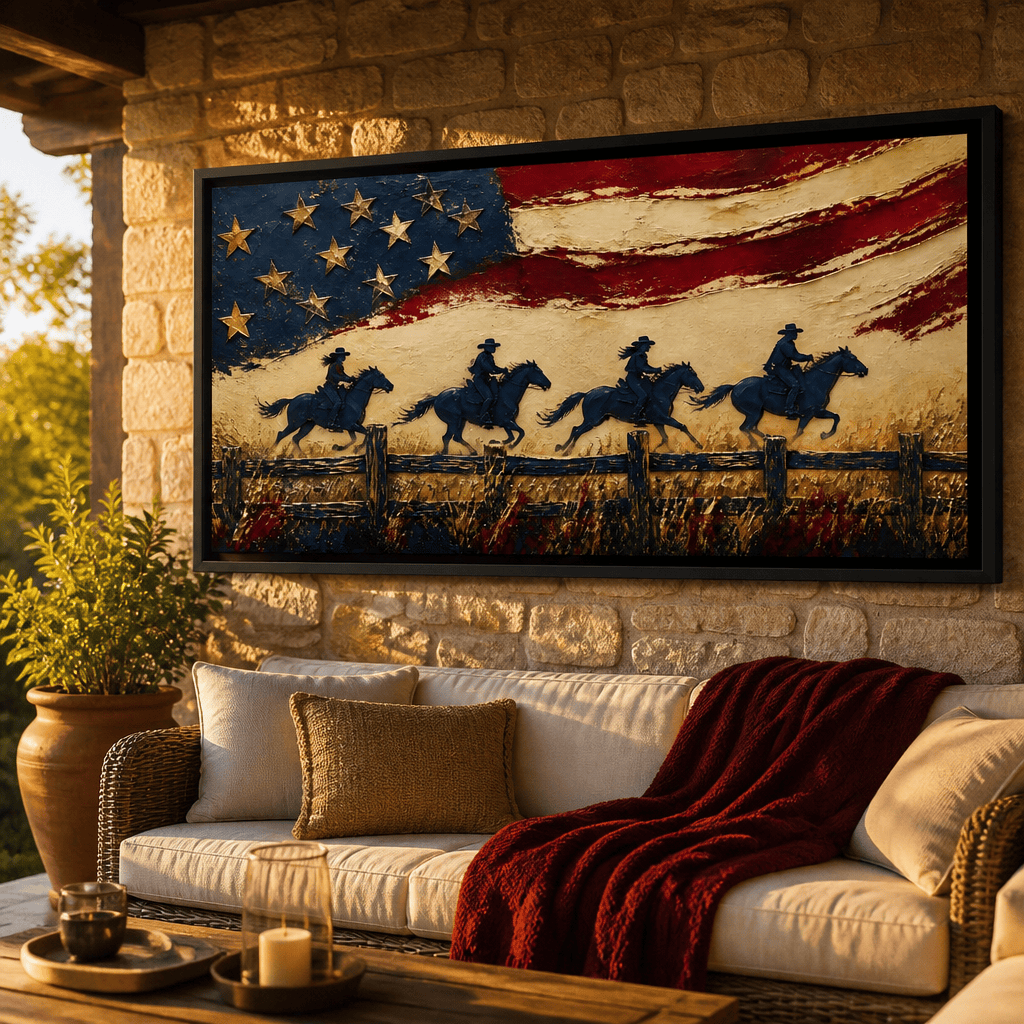 Galloping Past Frontier Lines Canvas Wall Art