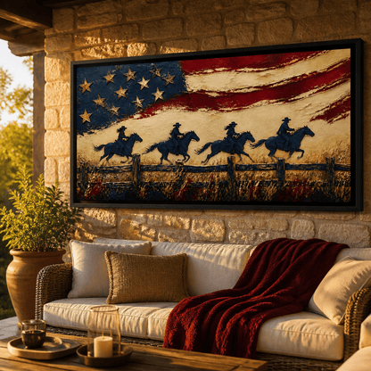 Galloping Past Frontier Lines Canvas Wall Art