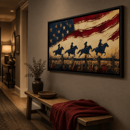 Galloping Past Frontier Lines Canvas Wall Art