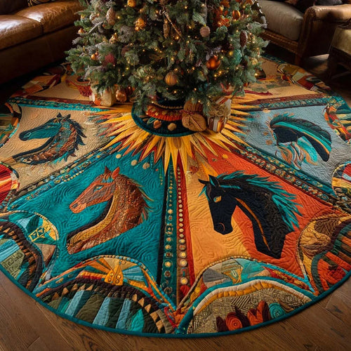 Galloping Sunset Ring Quilted Tree Skirt