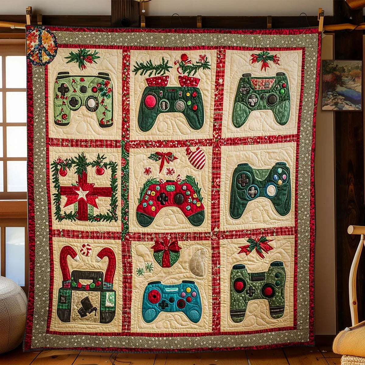 Gamer's Christmas Quilt Blanket
