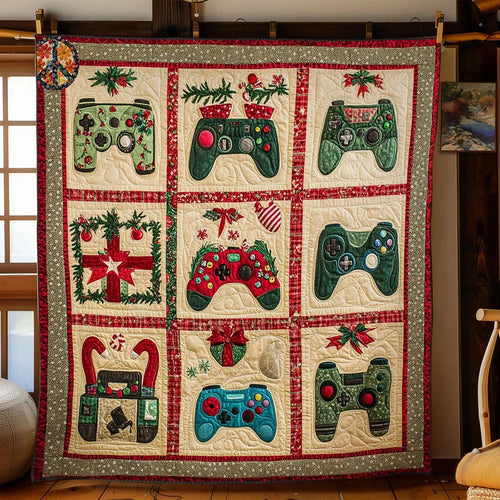 Gamer's Christmas Quilt Blanket