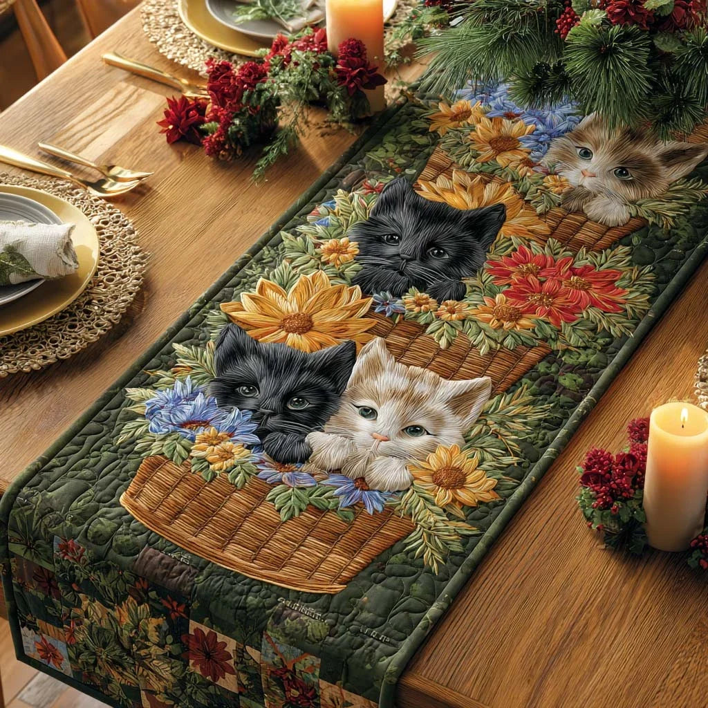 Garden Whiskers Quilted Table Runner