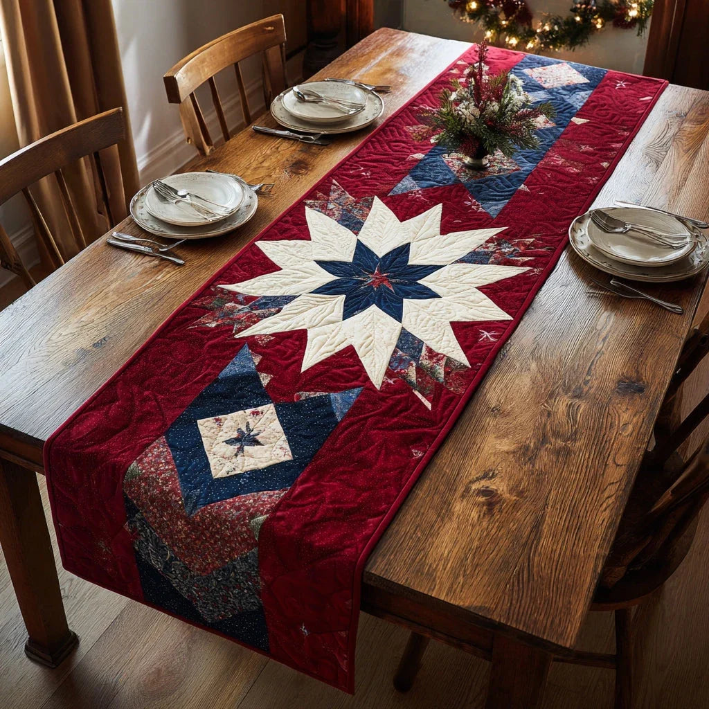 Garnet Snowflake Quilted Table Runner