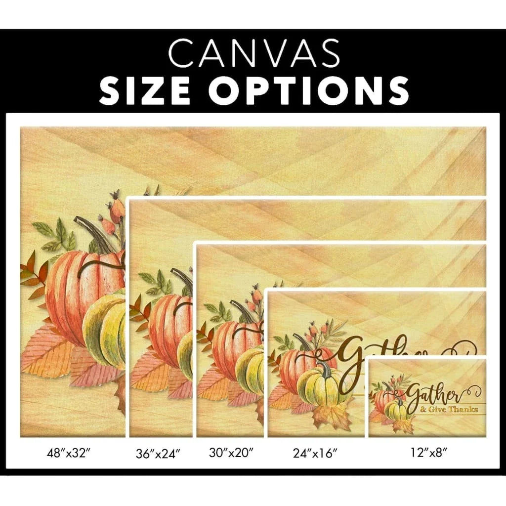 gather and give thanks christian thanksgiving wall art canvas (Landscape) (view 3)