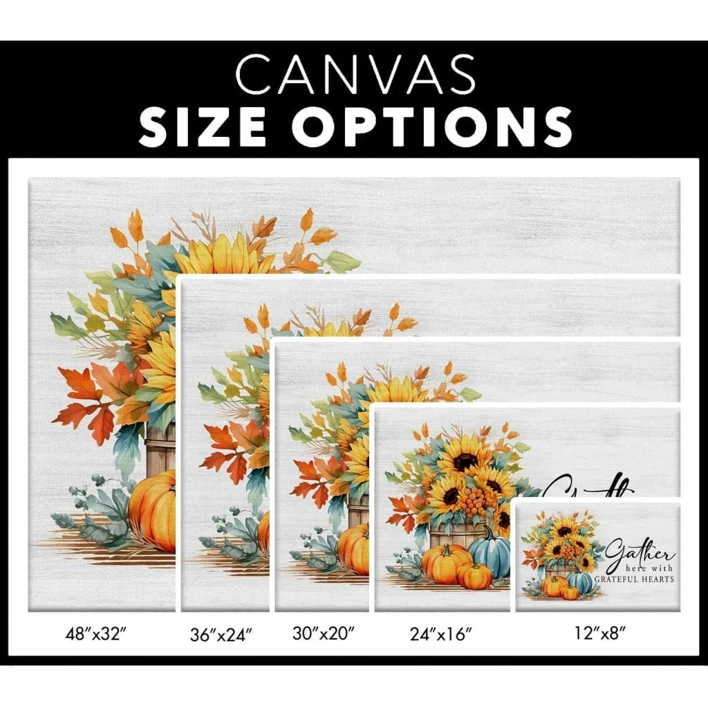 gather here with grateful hearts fall wall art canvas (Landscape) (view 2)