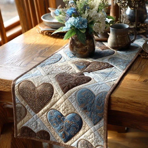 Gathered Hearts Tale Quilted Table Runner