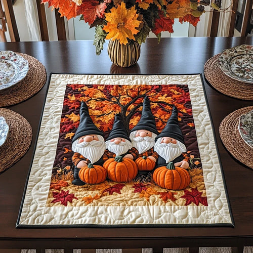 Gathering Gnome Quilted Table Topper