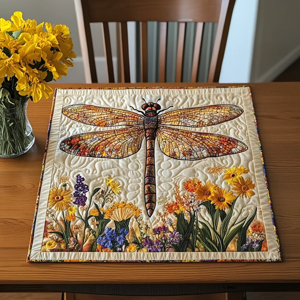 Gentle Dragonfly Quilted Table Topper