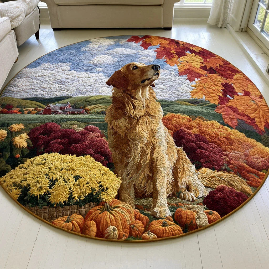 Gentle Golden Retriever Quilted Round Mat