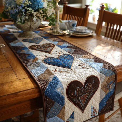 Gentle Hearts Gathering Quilted Table Runner