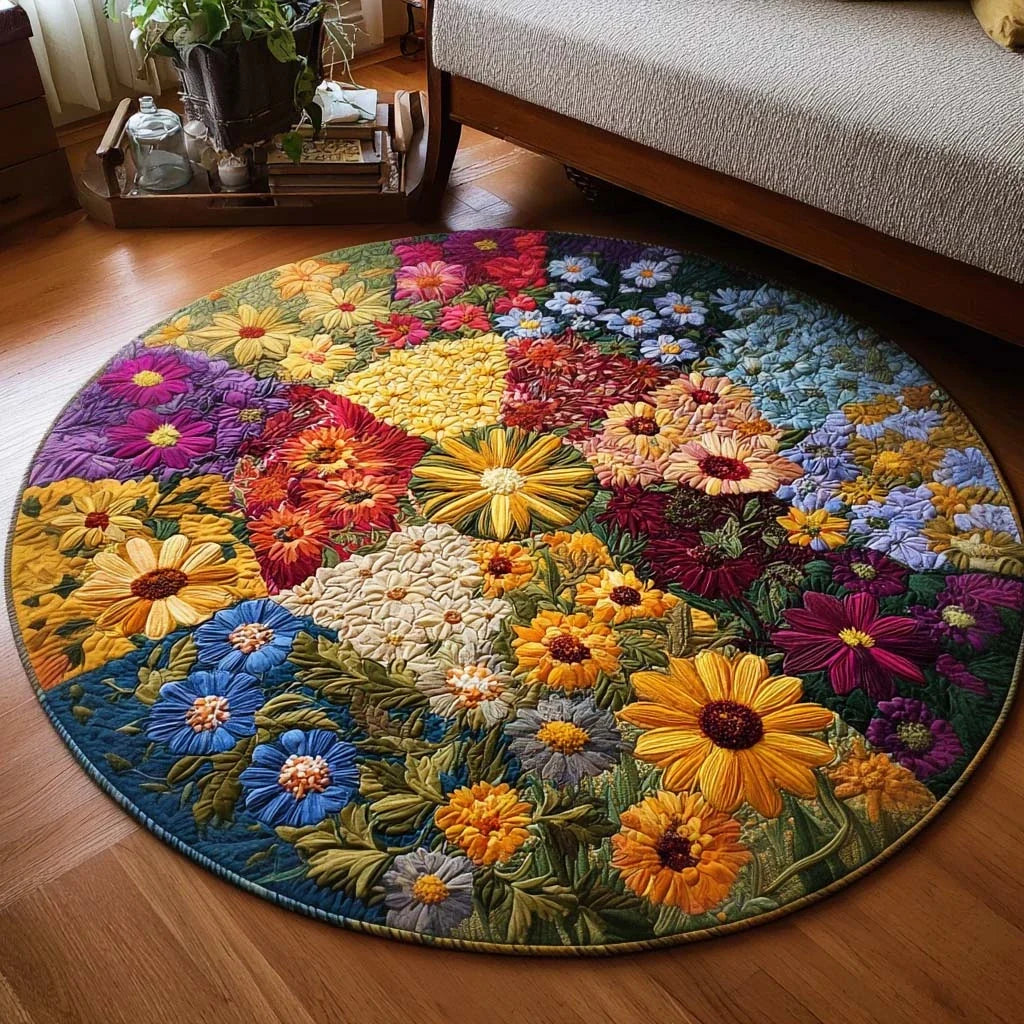 Gentle Petals Quilted Round Mat