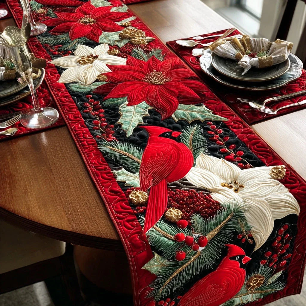 Gentle Red Glow Quilted Table Runner