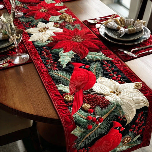 Gentle Red Glow Quilted Table Runner