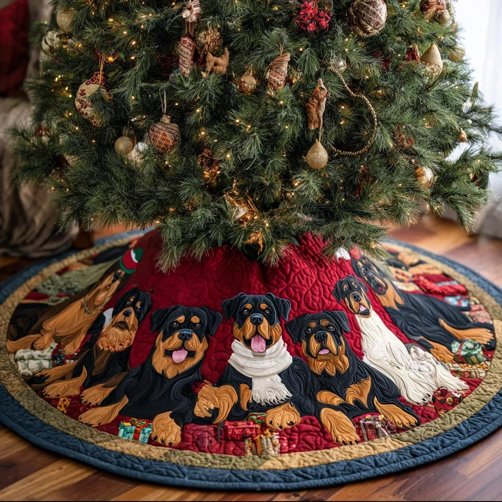 Gentle Rottweiler Christmas Quilted Tree Skirt