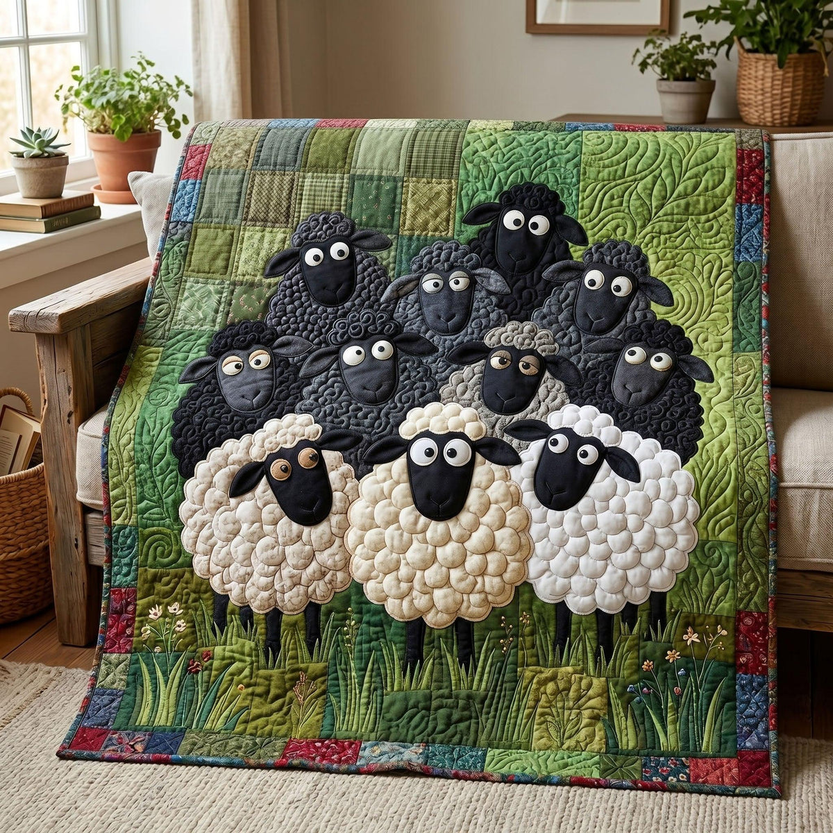 Gentle Sheep Quilt Blanket - Quilted Blanket by Wild and Way