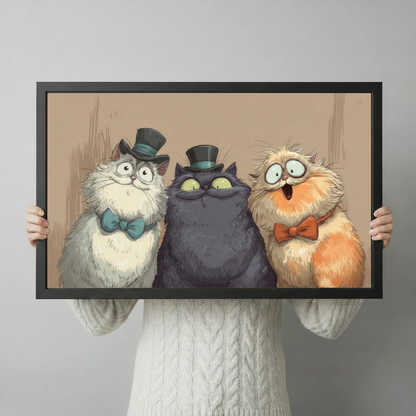 Gentleman Cats Funny Canvas Wall Art