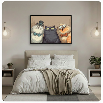Gentleman Cats Funny Canvas Wall Art
