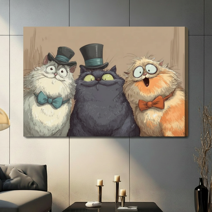 Gentleman Cats Funny Canvas Wall Art