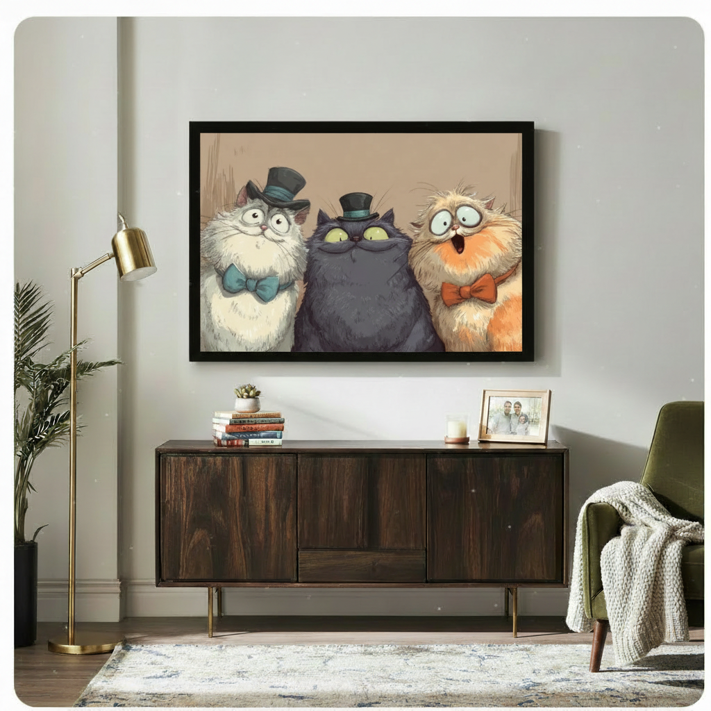 Gentleman Cats Funny Canvas Wall Art