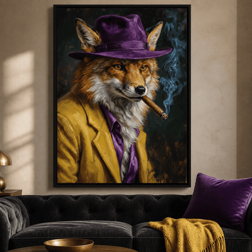 Gentleman Fox Smoking Cigar Canvas Wall Art