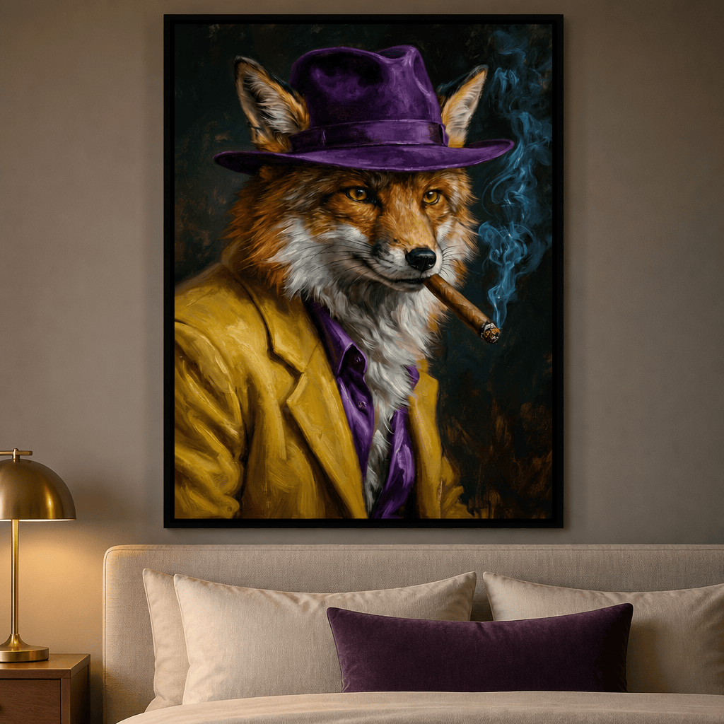 Gentleman Fox Smoking Cigar Canvas Wall Art