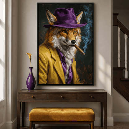 Gentleman Fox Smoking Cigar Canvas Wall Art