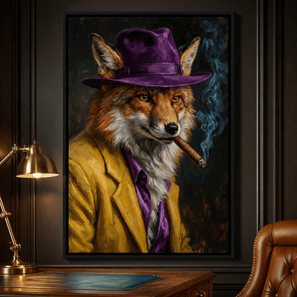 Gentleman Fox Smoking Cigar Canvas Wall Art