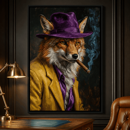 Gentleman Fox Smoking Cigar Canvas Wall Art